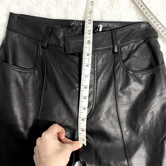 Zara Genuine Leather Black Flared Trousers High Rise Pants Limited Edition S - Picture 9 of 10